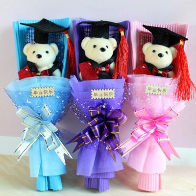 Stunning Lovely Bear Graduation Bouquet Cartoon Bear Animal Wedding Party Decor Bowknot New Year