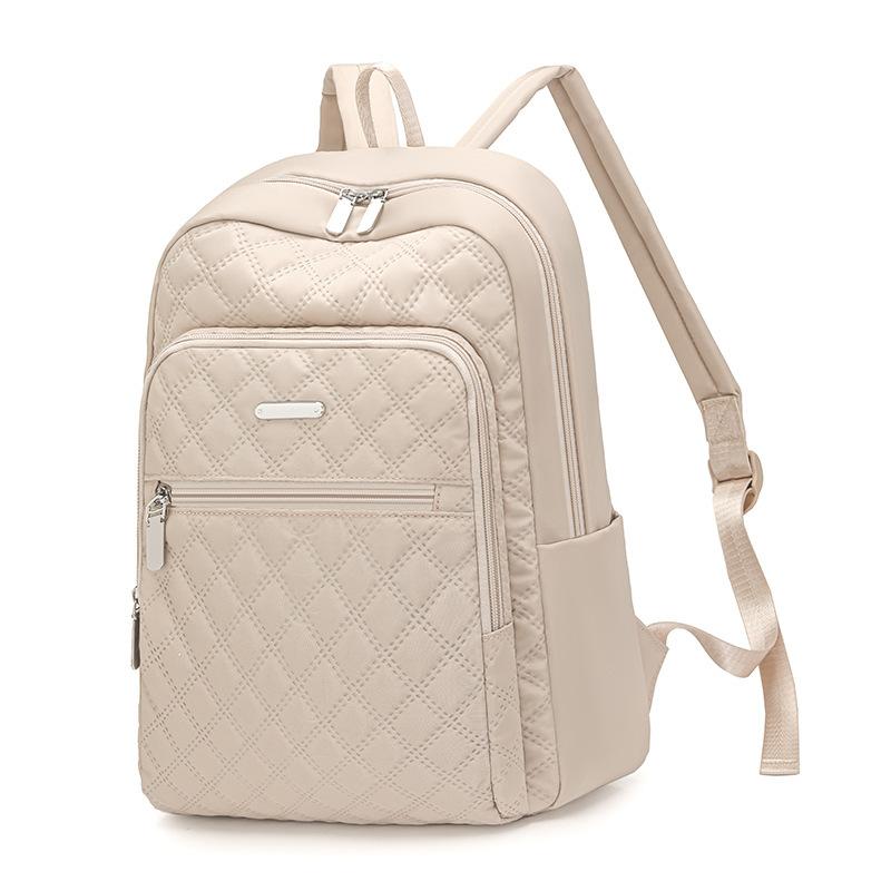 

Double-shoulder Backpack Travel Small Bag with Fashionable Diamond-patterned Embroidery, Versatile Women s Bag бежевий