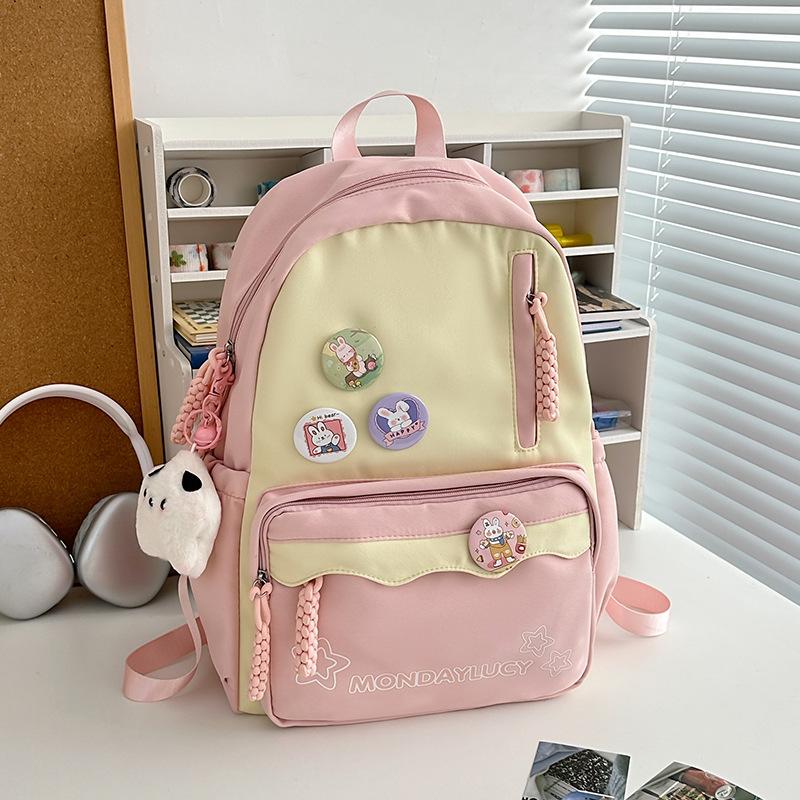 High-value schoolbag for girls, junior high school students, large-capacity backpack, dopamine soft girl travel backpack
