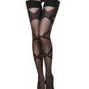 1 Pair High Socks Elastic Lace Decor Spandex Black Stripes Stockings for Honeymoon
