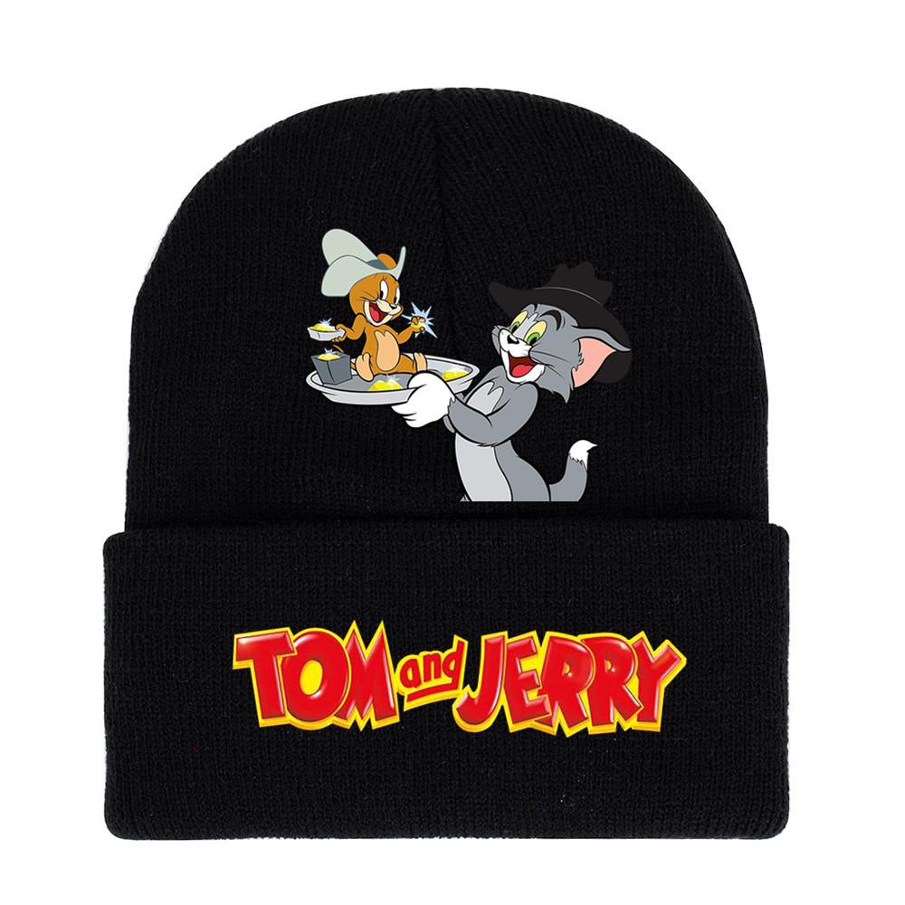 Jerry And Tom Cartoon Print Knitted Hat Hip Hop Cap Outdoor Fashion Gift Unisex