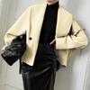 Women's Fashion Solid Color Collar Long Sleeve Pocket Button Jacket