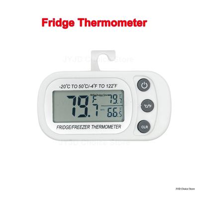 Kühlschrankthermometer mit Haken Anti-Feuchtigkeit Kühlschrank Gefrierschrank Elektrisches Digitalthermometer Temperaturmonitor LCD-Anzeige