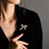 Minimalist Bow & Letter Metal Brooch - Women's Fashion Accessory for Suits and Clothing.