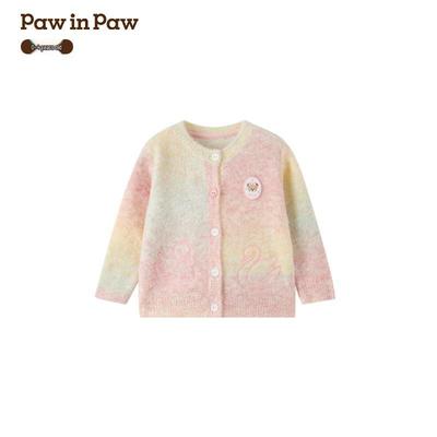 PawinPaw Baby Girls' Cartoon Bear Knit Cardigan
