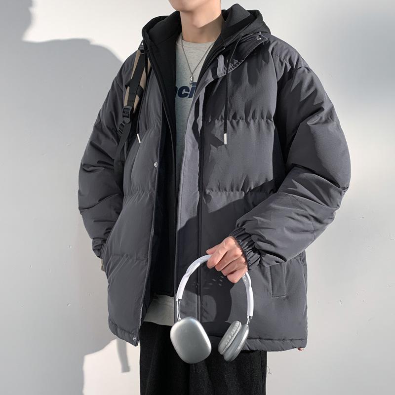 Gepolsterte Kleidung Herbst und Winter warme gepolsterte Kleidung Herren und Paare Fake Two Streetwear gepolsterte Jacken mit Kapuze trendig locker Brot-Kleidung Jacke