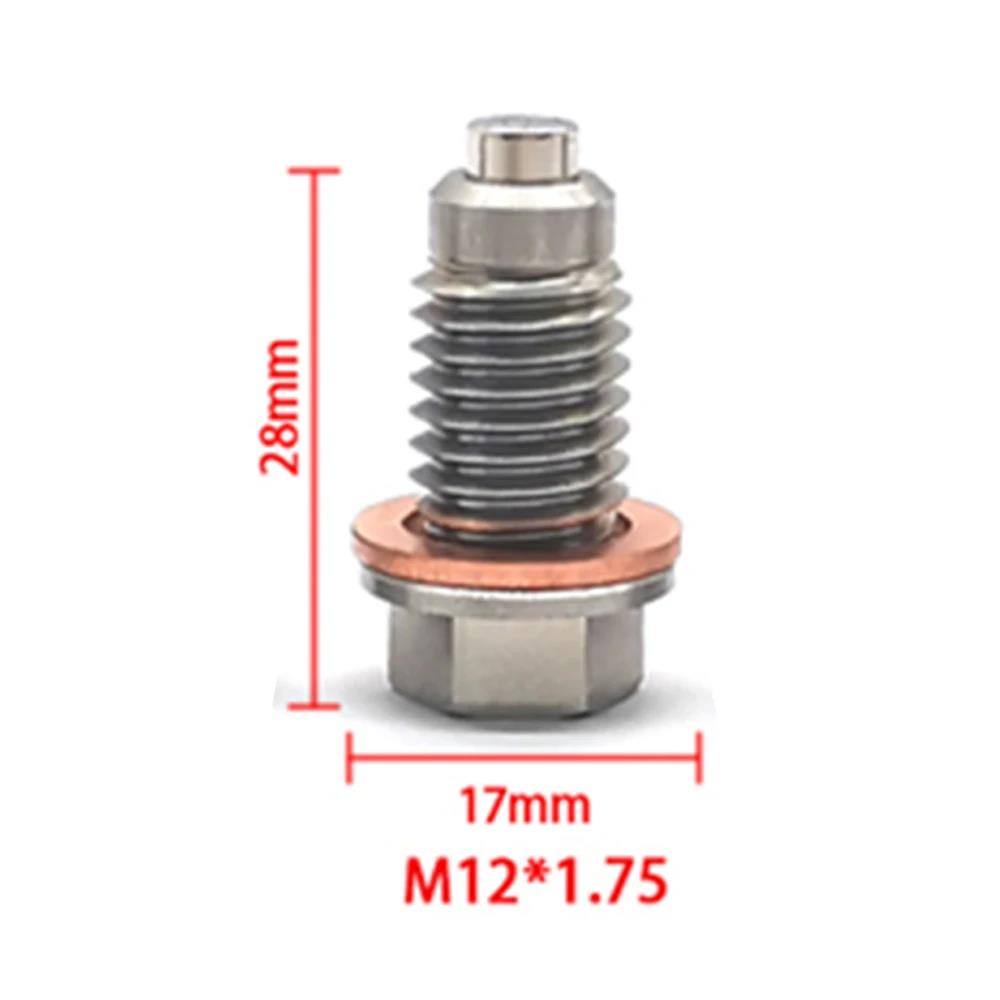 Magnetic Oil Pan Drain Plug M10-M22 Stainless Steel with Strong Neodymium Magnet and Copper Washer for Car Engine Oil Drain Plugs 3