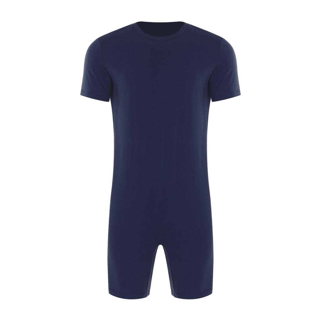 Mono Adaptable Antidesgarro Unisex Cuello Redondo Manga Corta Parte Inferior Corta Cremallera Trasera Mono de una Pieza