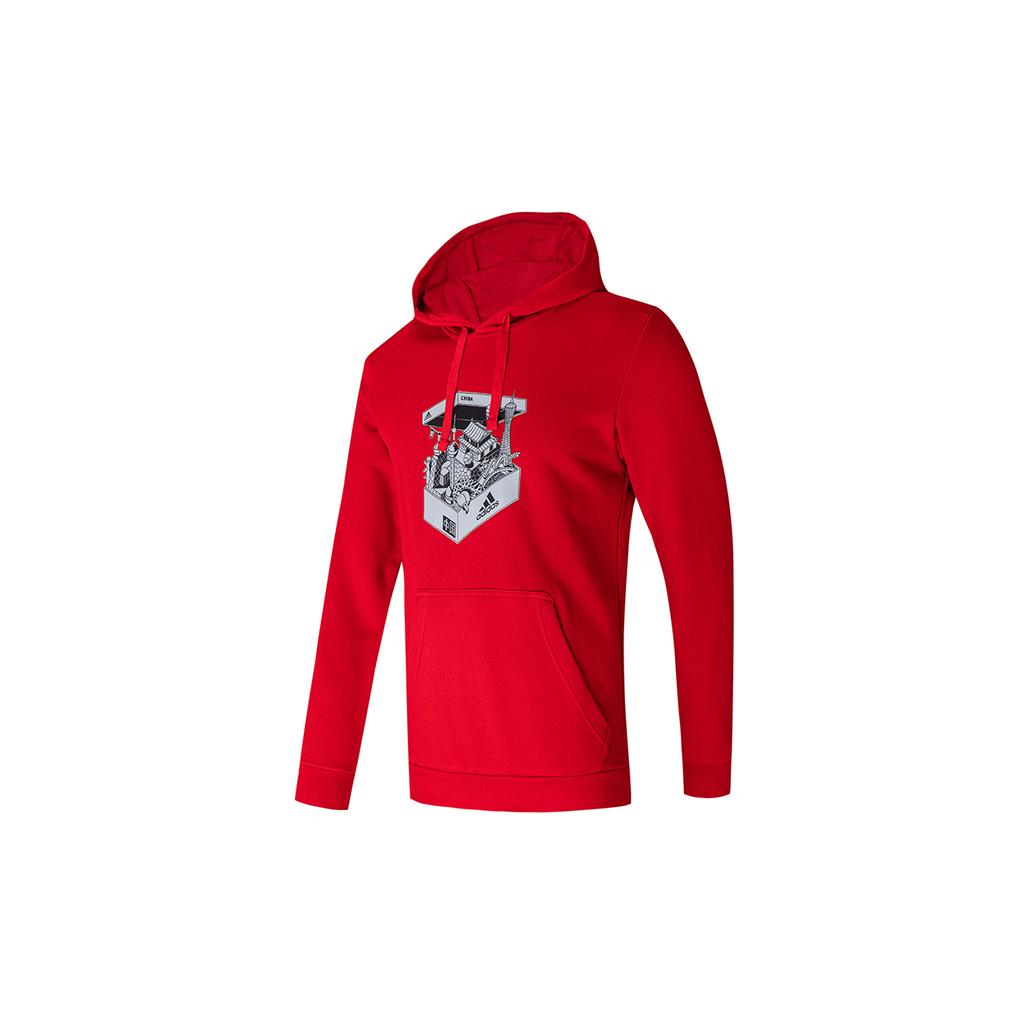 Adidas Sweatshirts Men's Red Hooded Moderate Regular GS7693