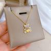 Love Bear Minimalist Wind Stove Real Gold Necklace Female Collarbone Chain Accessories