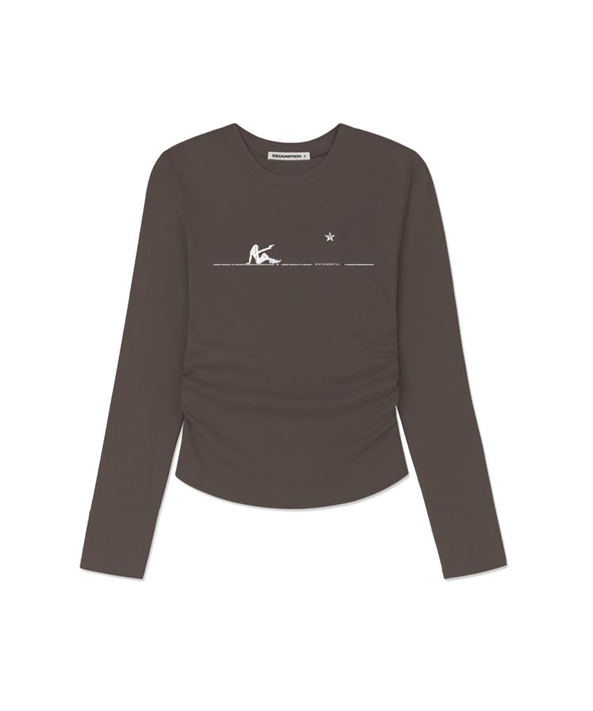 ESCAPEFROM Woman And Gun Print Slim Fit Shirred Long Sleeve [4 Colors]