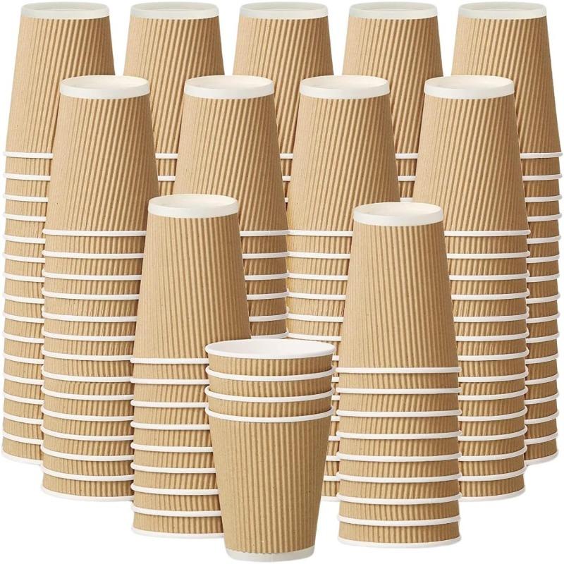 Disposable Coffee Cup Paper Cup, Suitable for Tea and Beverage Disposable Leak Proof Paper Cup, Suitable for Gatherings, Offices, and Home Use