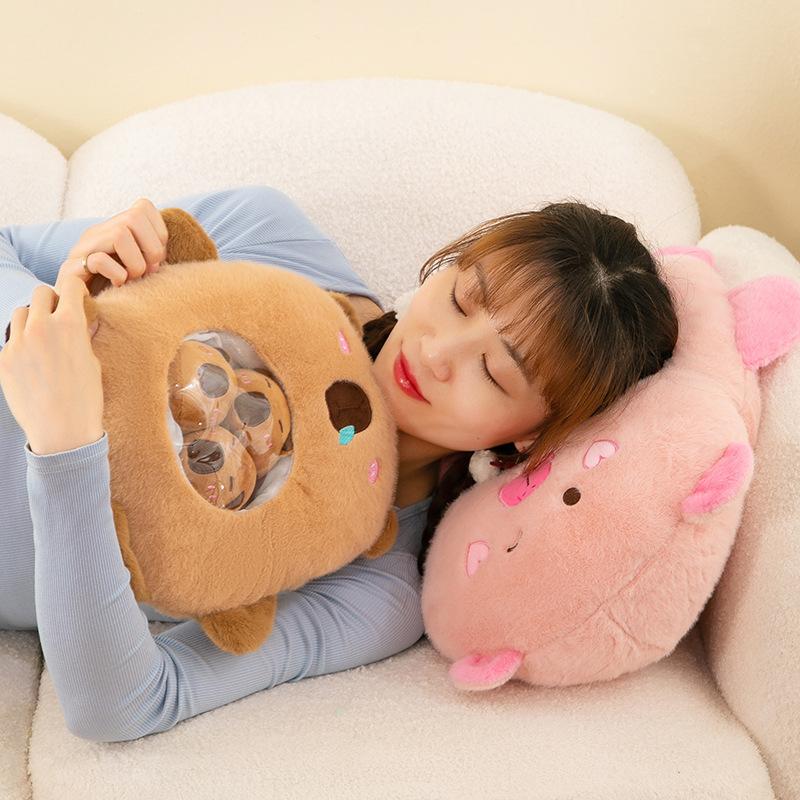 Kreativní polštářek na svačinu Kapybara Sáček se svačinkami Plyšová hračka panenka Kapybara polštářek