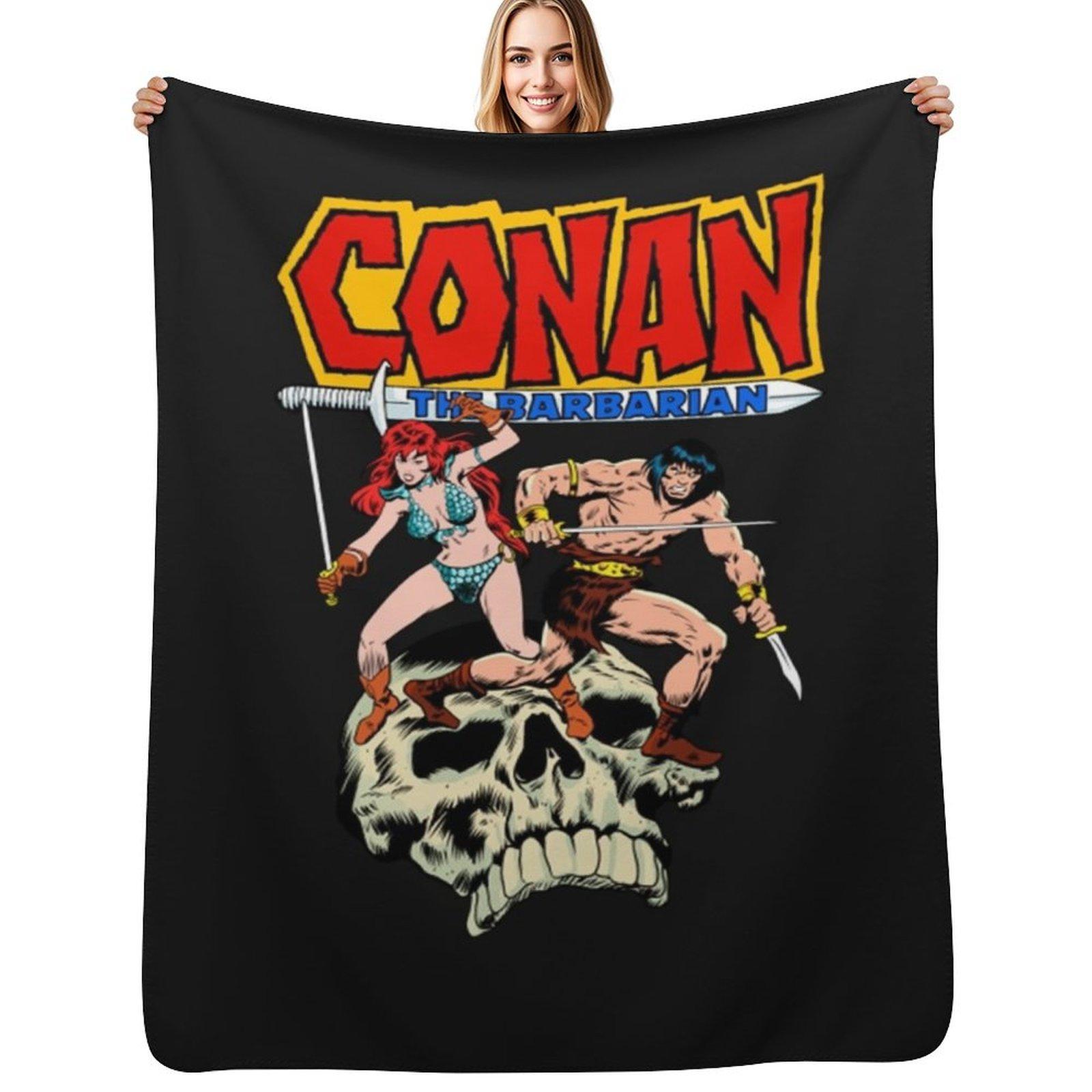 Conan The Barbarian Conan and Red Sonja Throw Blanket Warm Comfortable Blanket Gift for Parents Friends Size: 75*100cm, Weight: 230 GSM