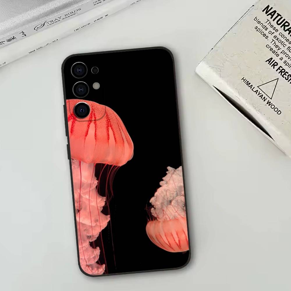 Jellyfish Oceanic   Phone Case Black Silicone Soft For Samsung S25,S24,S21,S22,S23,S30,Ultra,S20,Plus,Fe,Lite