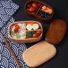 Lunchbox aus Holz, Picknick, japanische Bento-Box für Schulkinder, Geschirrset mit Tasche und Löffel, Gabel, Essstäbchen, rund, quadratisch