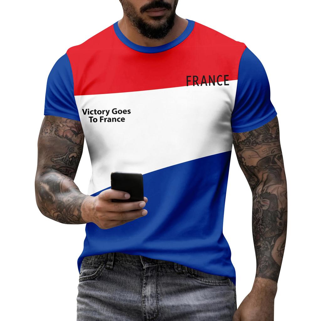 Men's Casual Top with France Soccer Graphic Print for Everyday Wear