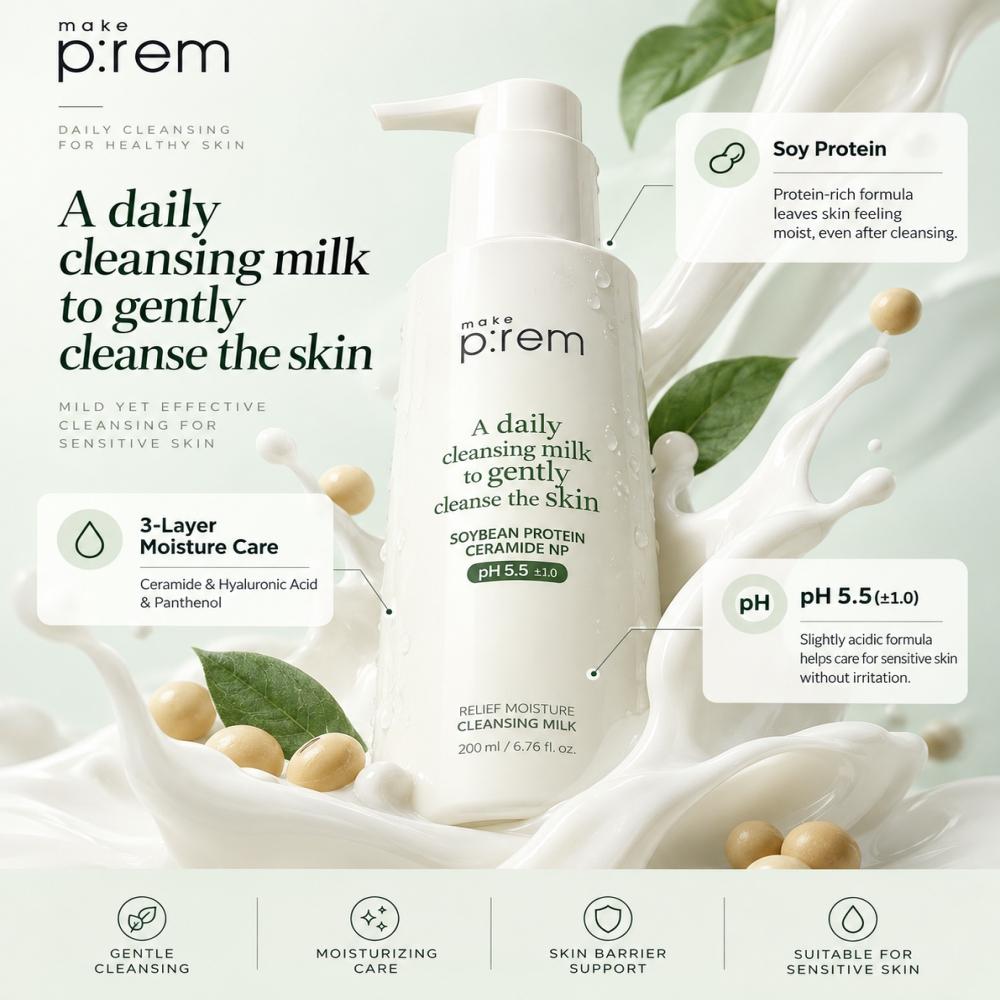 make p:rem Safe Me Relief Moisture Cleansing Milk Gentle Moisturizing Cleanser 500ml