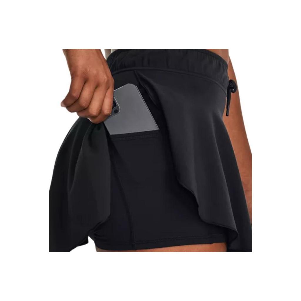 Under Armour Motion Solid Color Lace-Up Outer Short Skirt Casual Shorts Women Shorts Black 1383636-001