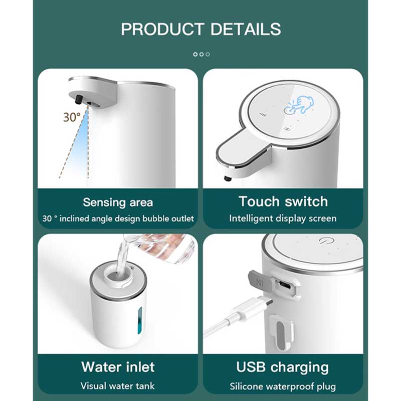 380ML Touchless IPX5 Waterproof 4-Gears Adjustable Foam/Gels Automatic Sense Soap Dispenser Electric Hand Dish Washing Machine