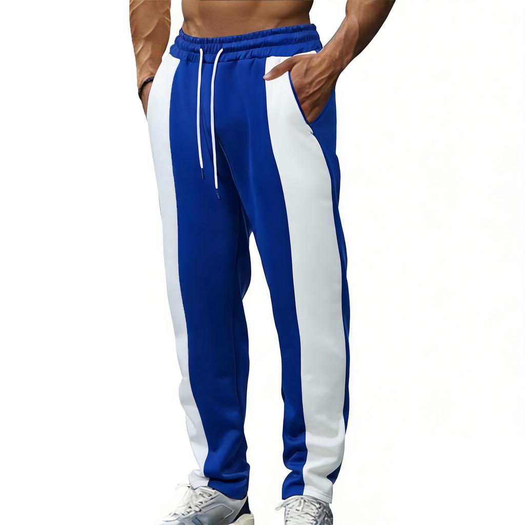 Men's Drawstring Sweatpants Men‘s’ Straight Leg Color-blocked Casual Pants