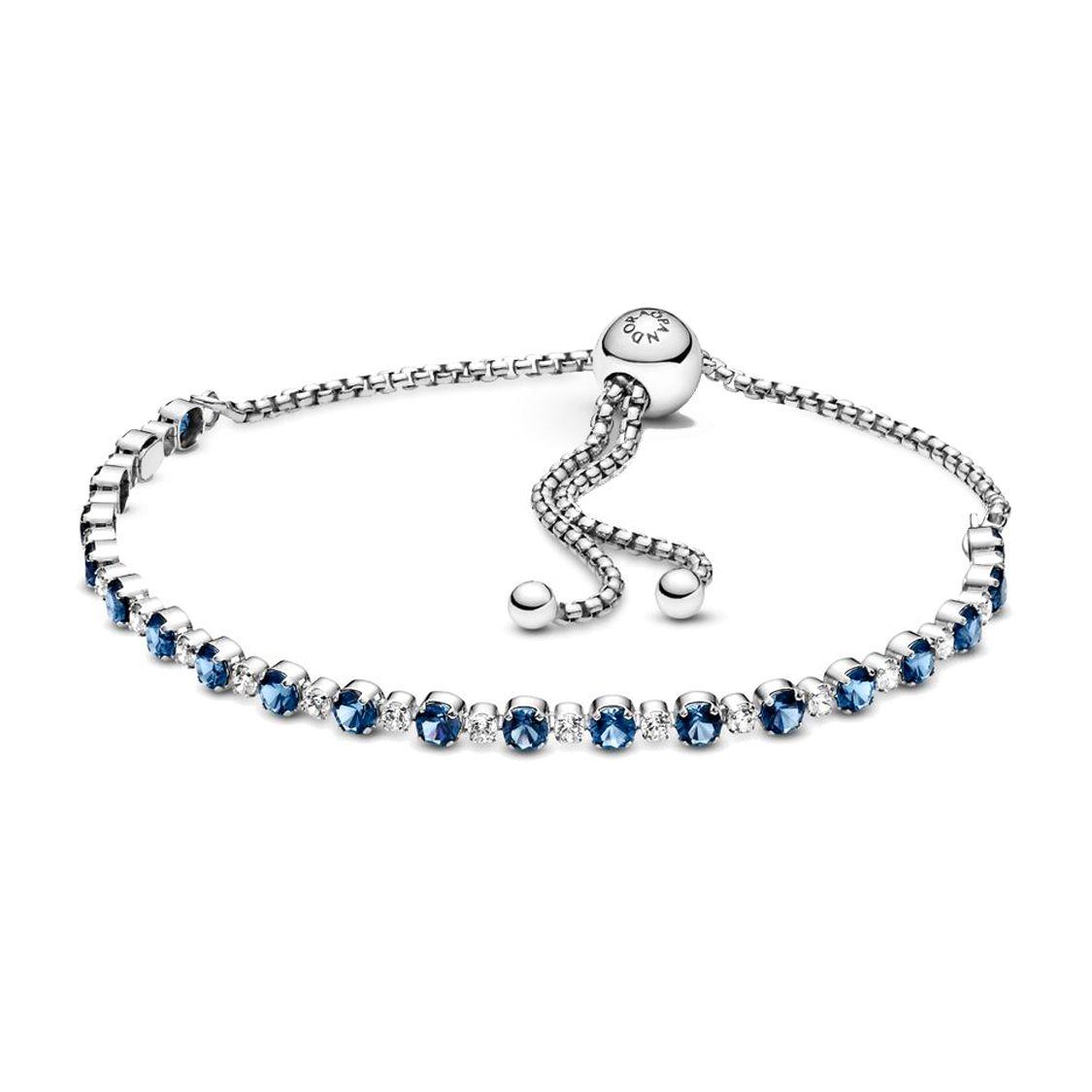 Pandora Exquisite Elegant Sliding Clasp 925 Silver Bracelet Women bracelet Blue 599377C01 Box+Shopping Bag,23