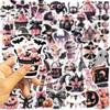 50pcs Black Pink Halloween Graffiti Cartoon Stickers for Guitar, Notebook, Luggage, DIY, Waterproof Decoration.
