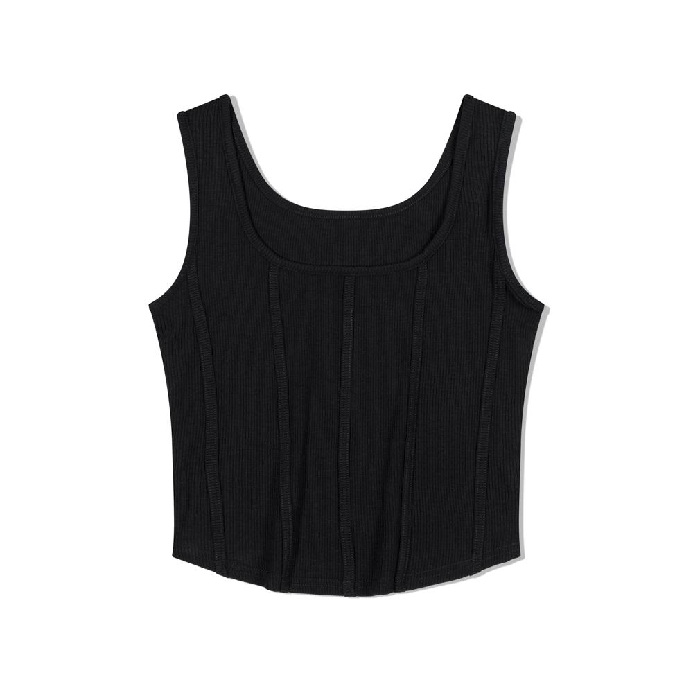 MOAA Shaped & Ribbed Top Sleeveless (Black)