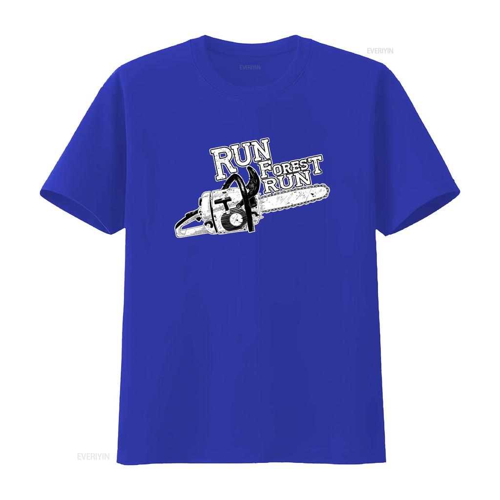 Run Forest Chainsaw T Shirt Black Dmc Style with Running Gump Movie Quote Perfect for Lumberjack Enthusiasts vintage Washed
