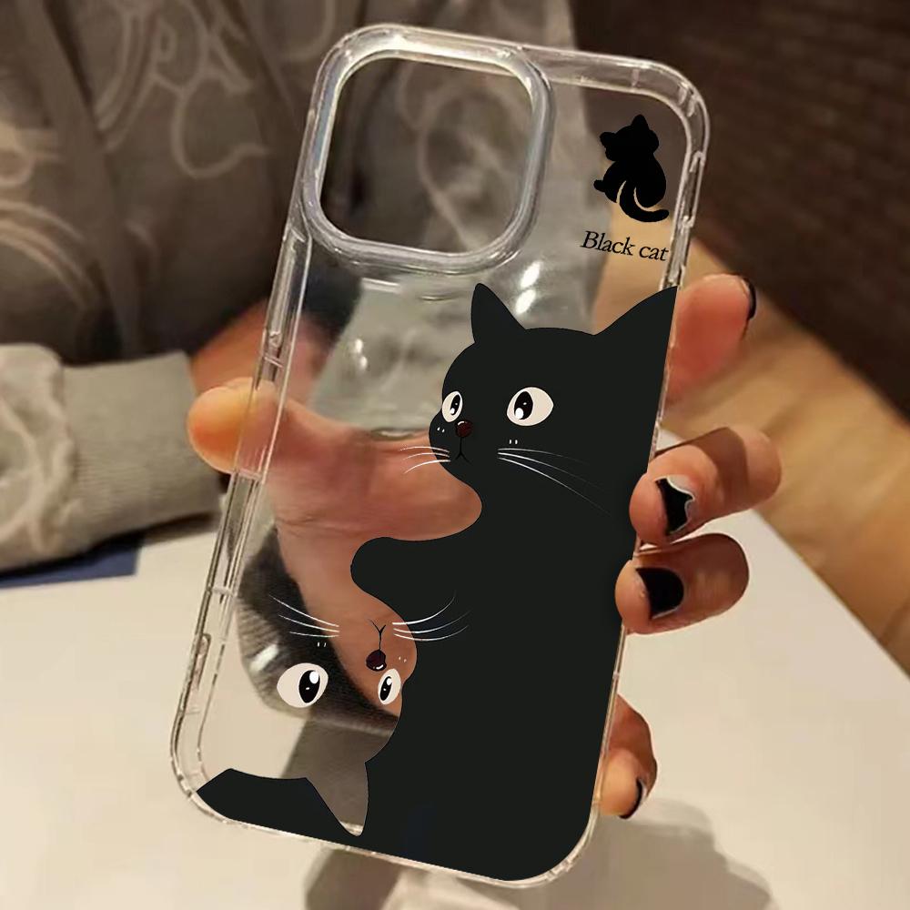 

Cute Black Cat Peeking Clear Phone Case for iPhone 17 16 15 14 13 12 11 16E Series Pro Max Plus iphone 17 ProMax