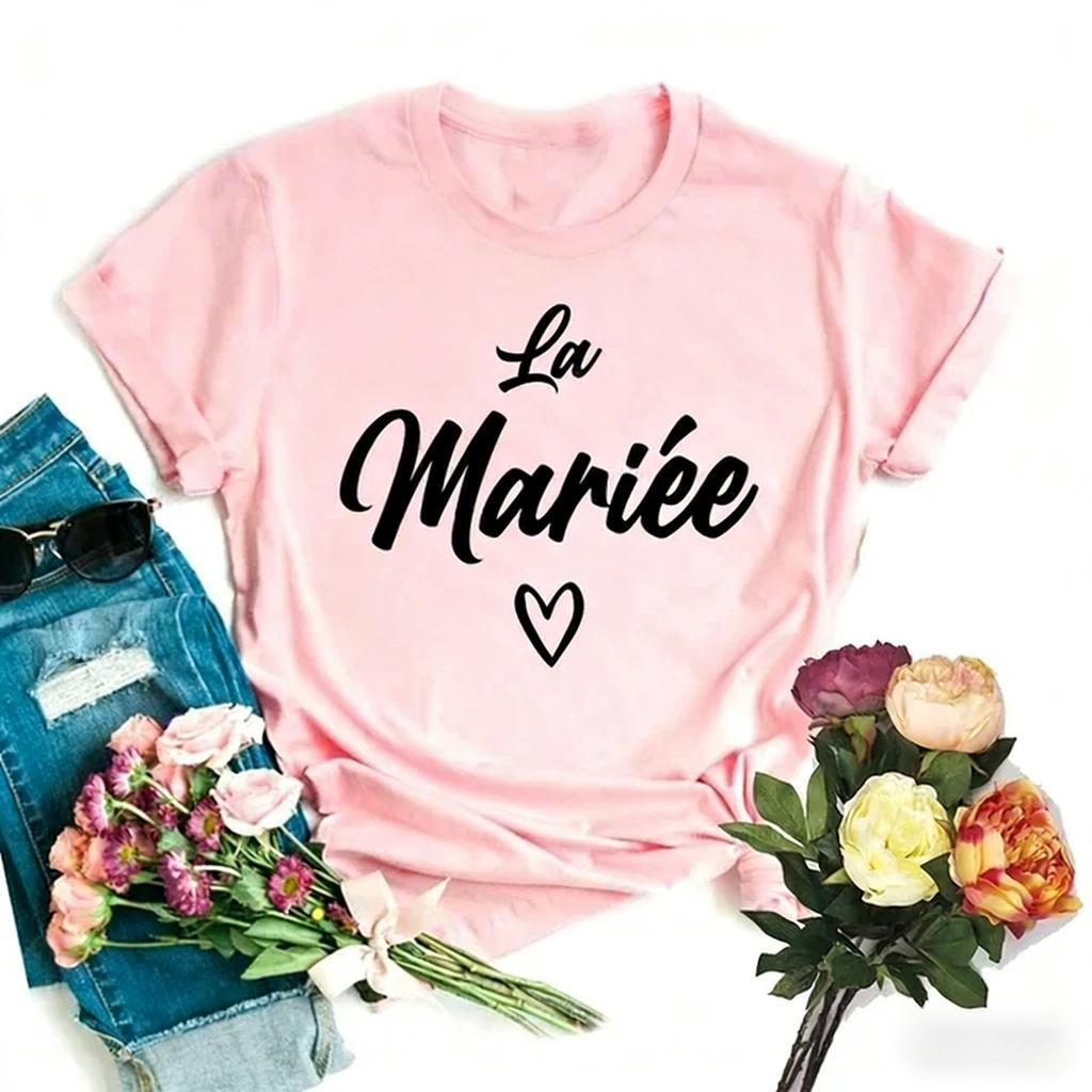 Wedding Queue Pattern Print Cotton Tshirt 2026 Summer New Style Casual and Comfortable for Both Unisex and Women