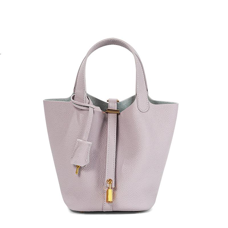 Women's High-Quality Genuine Leather Bucket Bag - Exquisite Cowhide Handbag