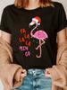 Flamingo Christmas Print TShirt Sleeve Crew Neck Casual Top for Summer Spring WomenS Clothing Harajuku Short Sleeve Casual