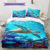Colorful Sea Turtle Pattern Bedding Set Quilt Cover Pillowcase Home Decor Gift (1 * Duvet Cover + 2 * Pillowcase, Without Core)