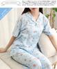 SAZAC Hangyodon Women's Cotton Jersey Pajama Set with Short Sleeves and Pants (Sax/M/SAN1807)