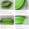 Collapsible Colander Set of 2 Silicone Kitchen Strainer Set, Perfect for Draining Pasta, Vegetable and fruit for Kitchen and Travel Use (green)