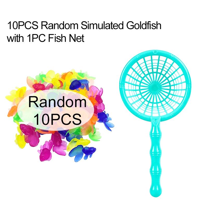 

10-20PCS/Pack Mini Simulated Goldfish with Fishing Nets Random Color Plastic Goldfish Swimming Pool DIY Water Play Accessory ZYF