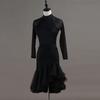 Womens High Neck Long Sleeve Mesh Latin Dance Costume Practice Performance Salsa Rumba