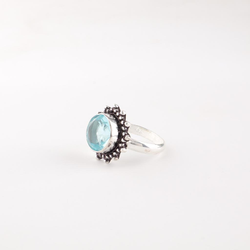 Sky Blue Topaz Gemstone 925 Sterling Silver Jewelry Handmade Ring Birthday Gift RR-7-7