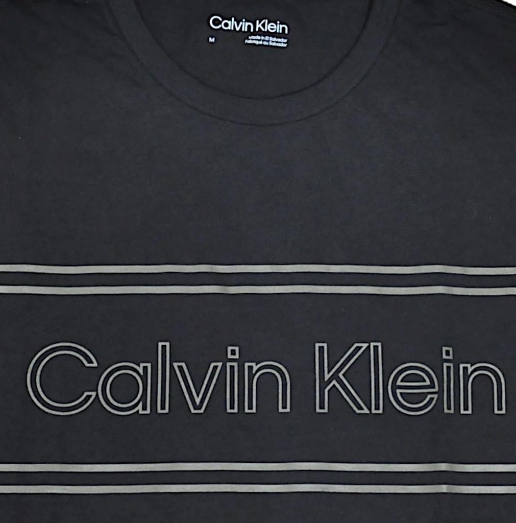 Calvin Klein Crew Neck Short Sleeve Khaki with Size M [Calvin Klein] Men's T-Shirt, Logo, Black, [Used]