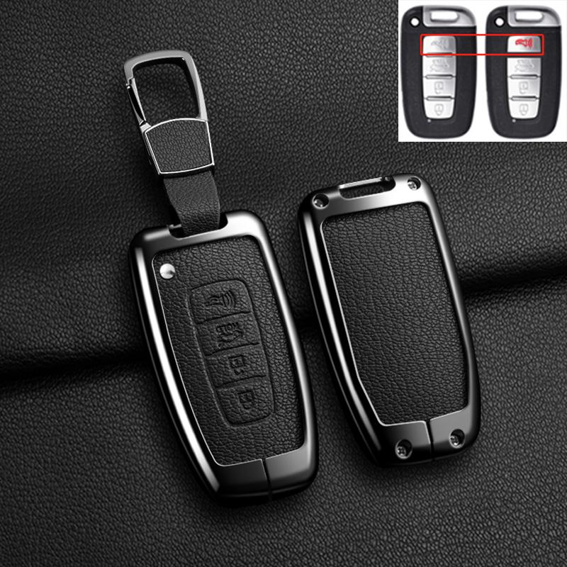 Car Remote Key Case Cover for Hyundai Genesis Coupe Sonata Ix35 for KIA Forte Sportage K2 K5 New Alloy Leather Auto Accessories