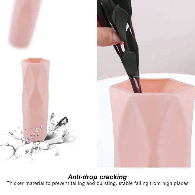 Nordic Plastic Flower Vase White Pink Imitation Ceramic Flower Improve Your Home Office And Wedding Environment Basket Vase