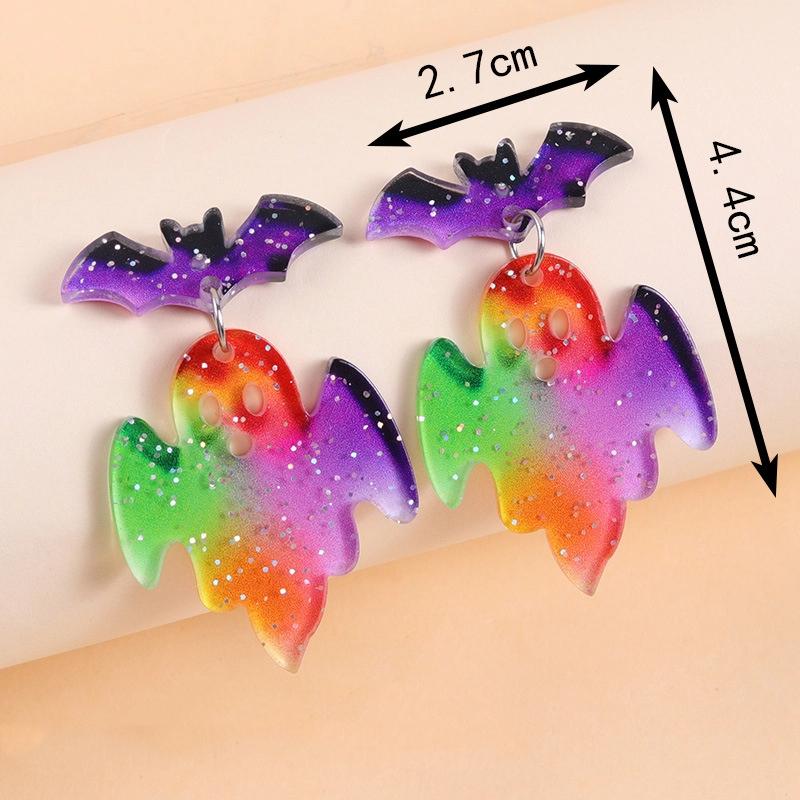 Personalized Colorful Bat Ghost Halloween Earrings Cartoon Pumpkins Spider Acrylic Drop Earring Cosplay Jewelry Accessory Gifts