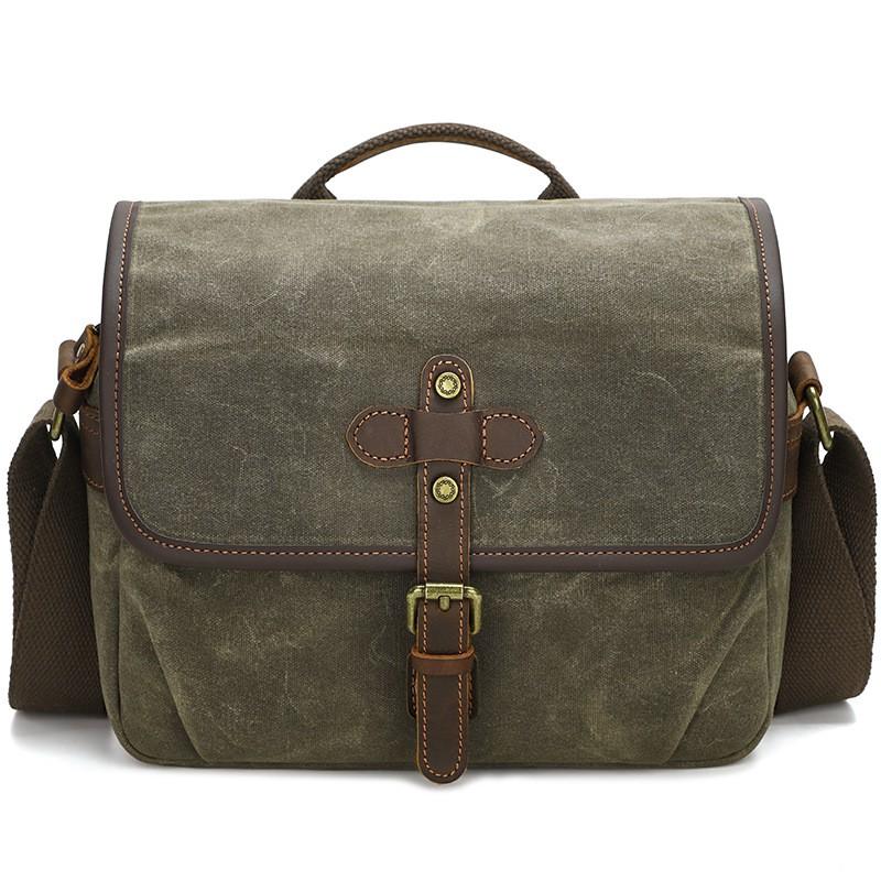 Rugged Wax Canvas Camera Messenger Bag DSLR Mirrorless Compact Cameras Men Women Outdoor Travel Vintage Style Shoulder