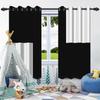 2Pcs Modern Mixed Color Geometric Pattern Blackout Curtain Bedroom Living Room Darkening Grommet Thermal Insulated Window Drapes