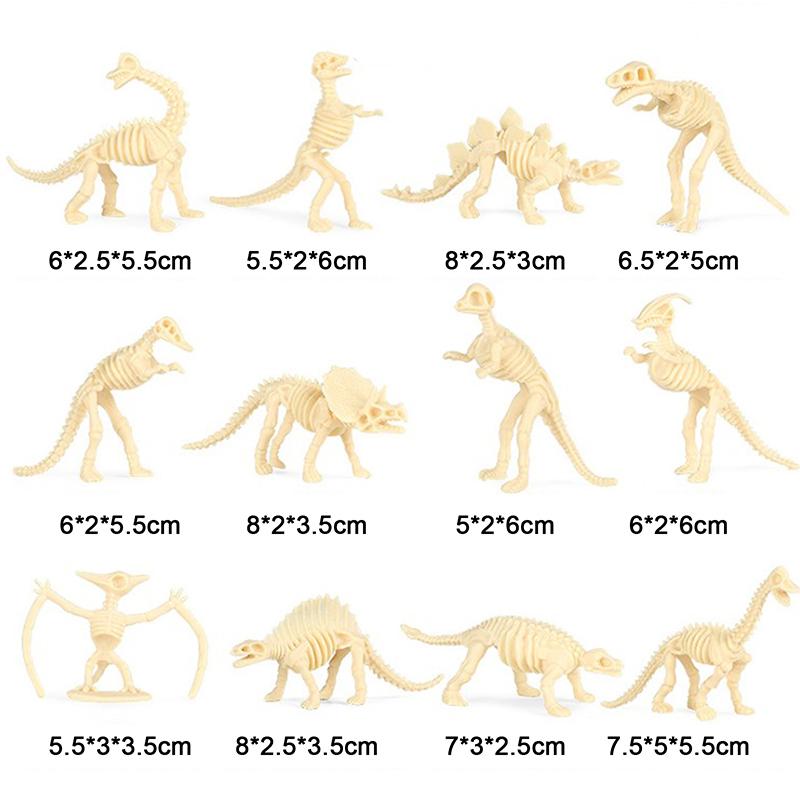 New 12Pcs Dinosaur Toys Fossil Skeleton Simulation Model Set Mini Action Figure Educational Creative Collection Toy For Children