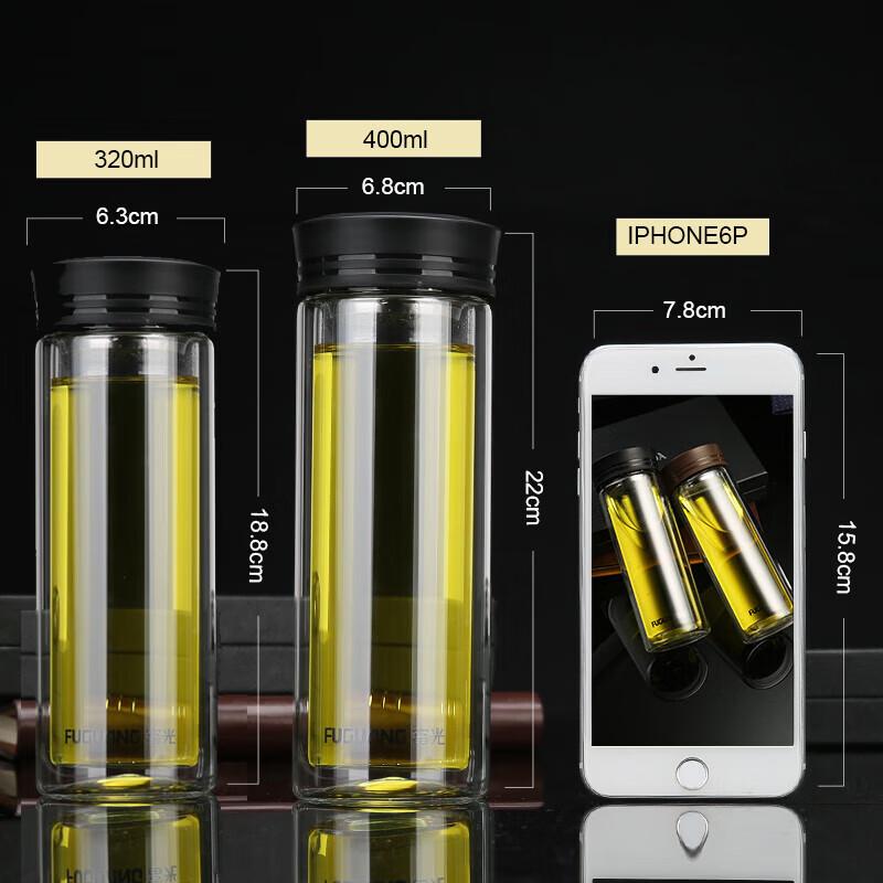 FUGUANG G1613 Double-Layer 400ml Glass Tea Cup with Infuser