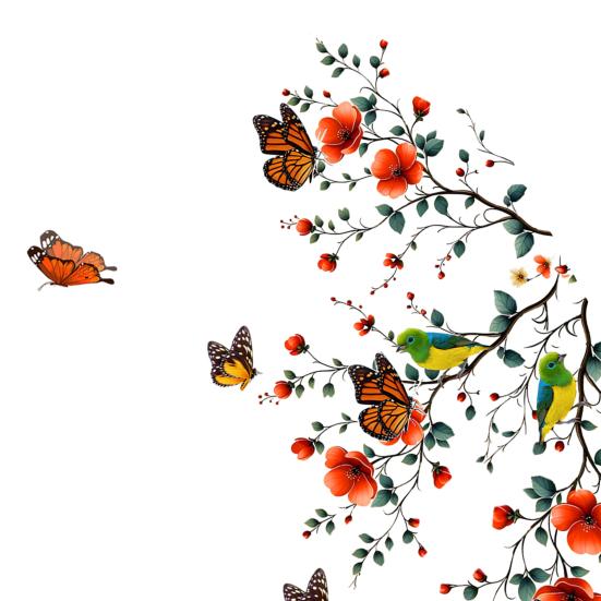 Blumen Schmetterling Vogel Fensteraufkleber, Selbstklebender Statischer Glassticker für Wohnzimmer Dekoration, Rückstandsfrei Abnehmbare Wandkunst