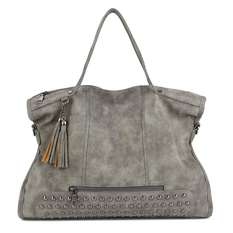 Women Handbag Rushed Pocket Shoulder Crossbody Canvas Leather Rivet Vintage Lady Women Handbag Rushed Pocket Shoulder Crossbody Canvas Leather Rivet Vintage Lady