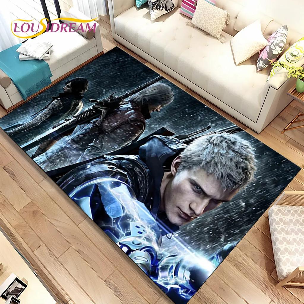 Tapis de jeu 3D HD D-Devil May Cry DMC, Tapis de sol pour salon, chambre à coucher, canapé, paillasson décoratif, tapis de sol antidérapant pour enfants